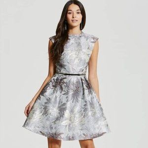 Little Mistress silver Floral cocktail dress size S